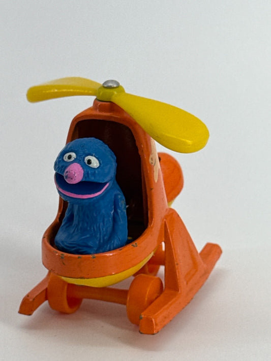 VTG 1970s Hasbro Sesame Street Grover Helicopter Toy Muppets Inc Hong Kong Rare