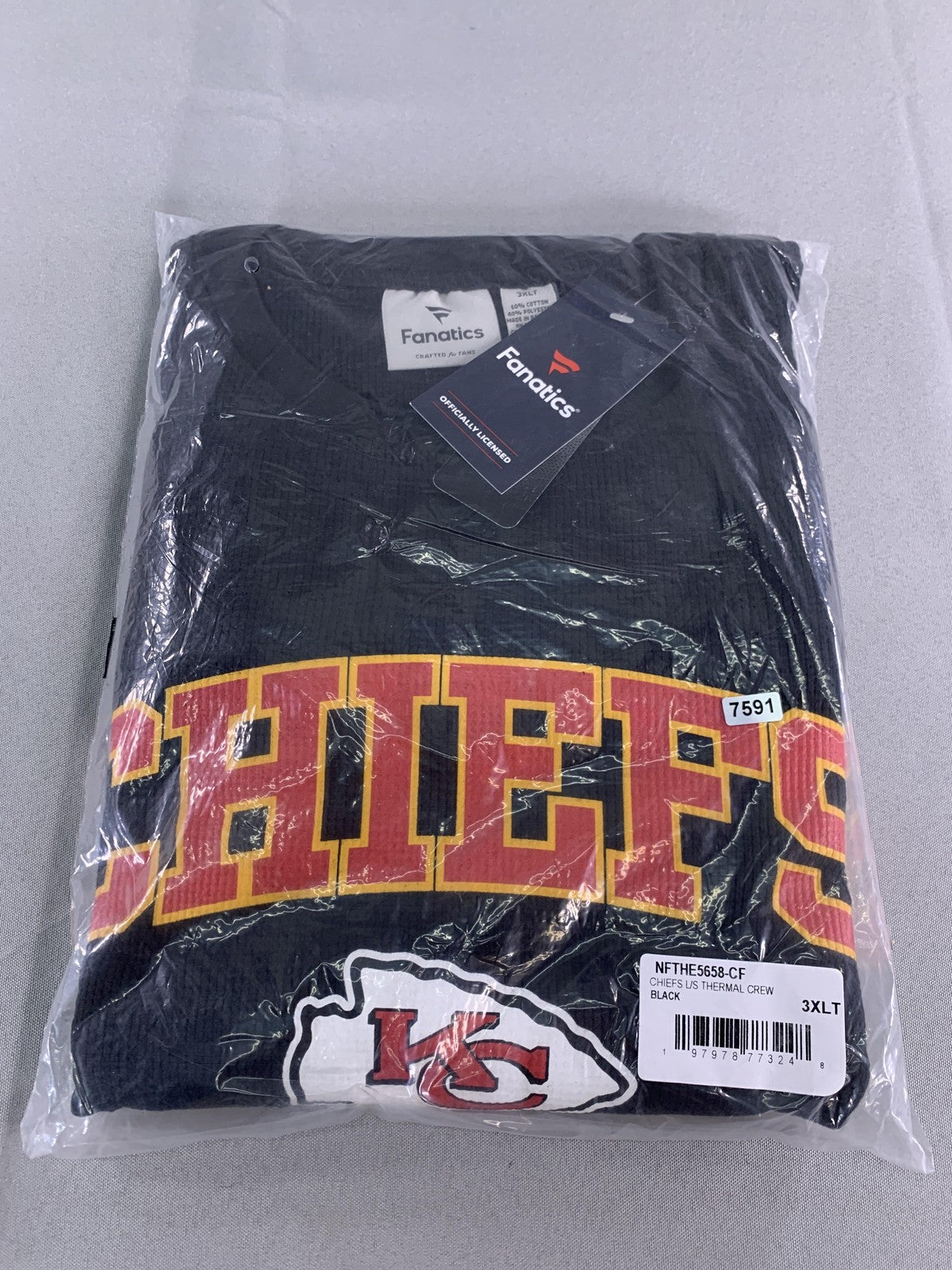 Kansas City Chiefs Shirt Mens 3XLT Black NFL Football Thermal Long Sleeve