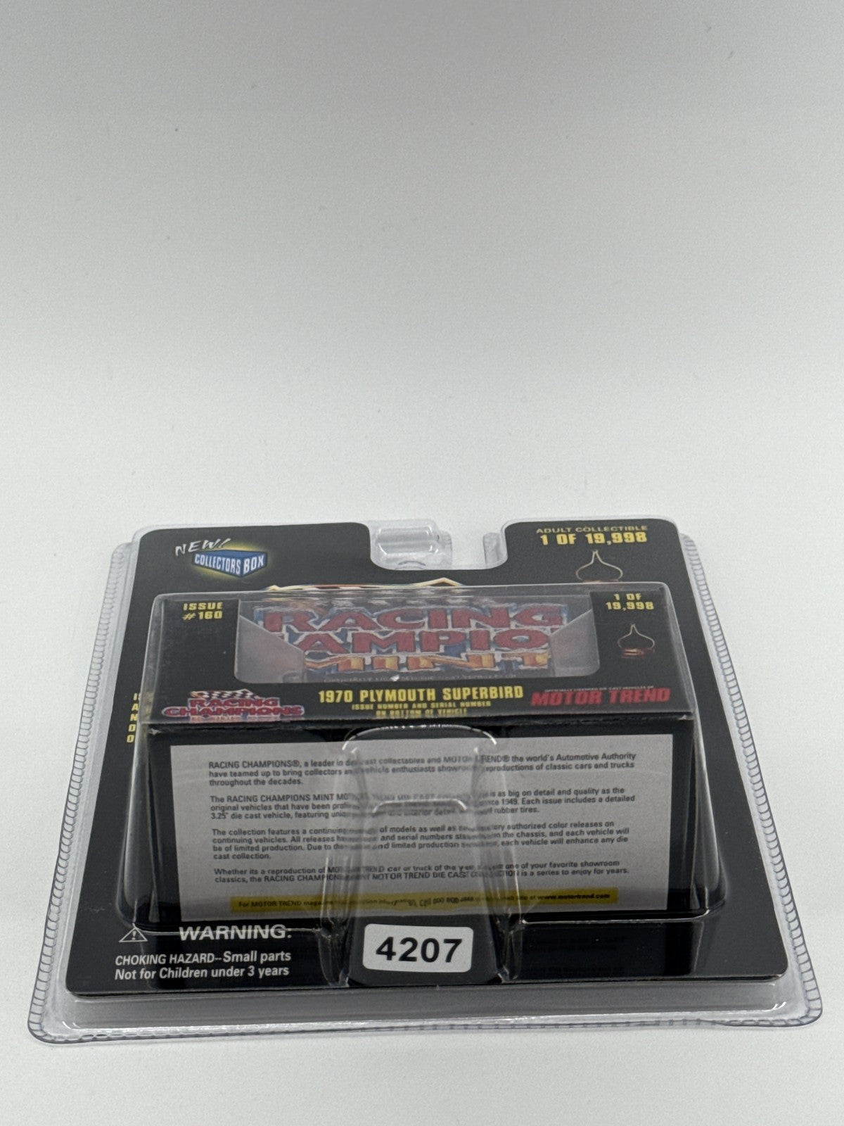 Vintage Racing Champions Mint 1970 Plymouth Superbird Diecast 1:64 Motor Trend