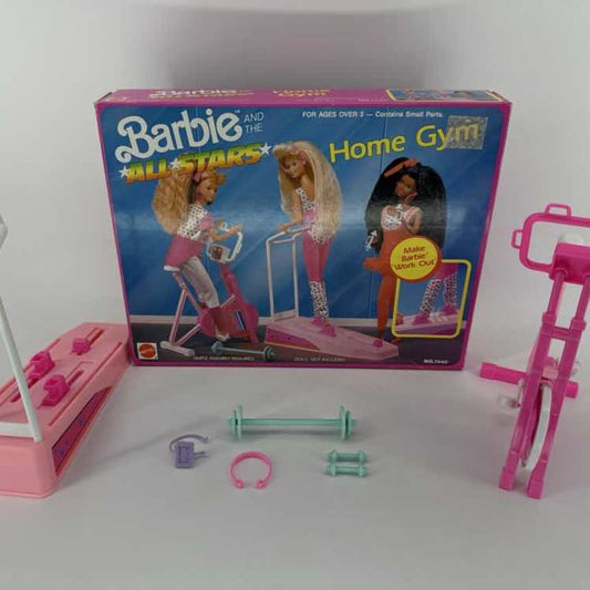 Barbie All Stars Home Gym Playset Mattel 1989 #7440 Box & Accs