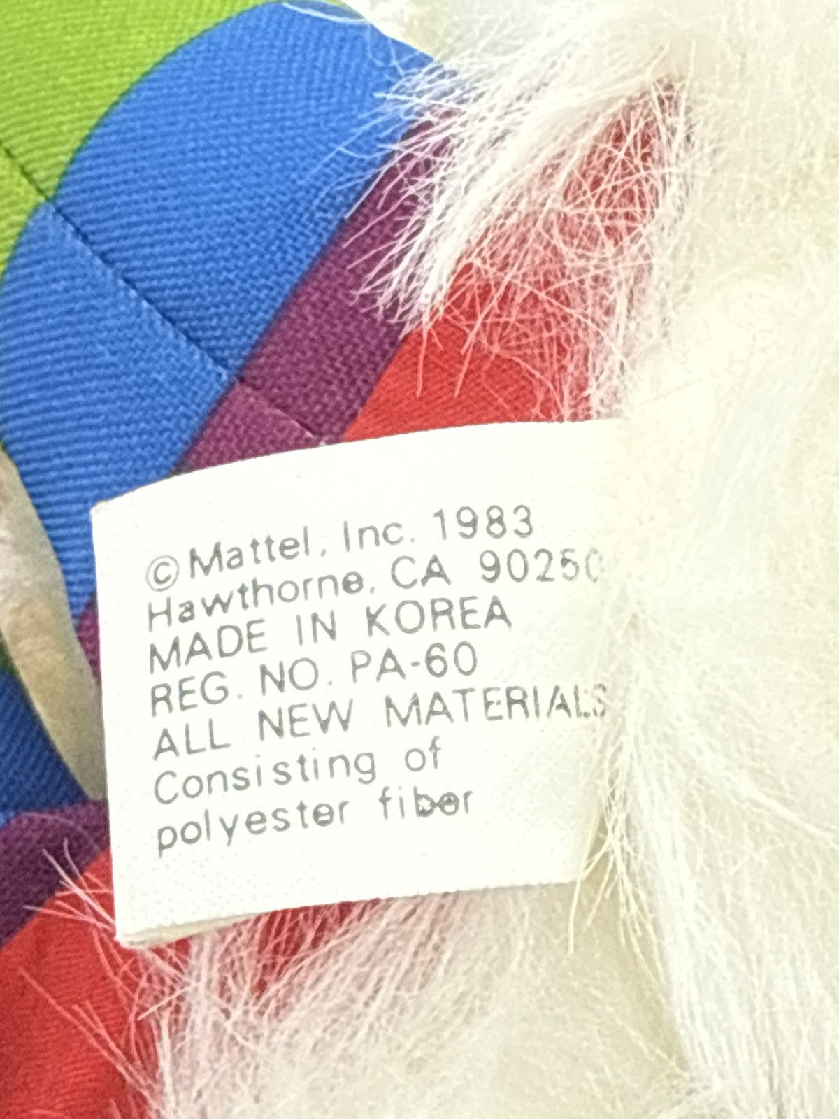 1983 Rainbow Brite Twink White Sprite Plush Mattel Hallmark 7" Toy