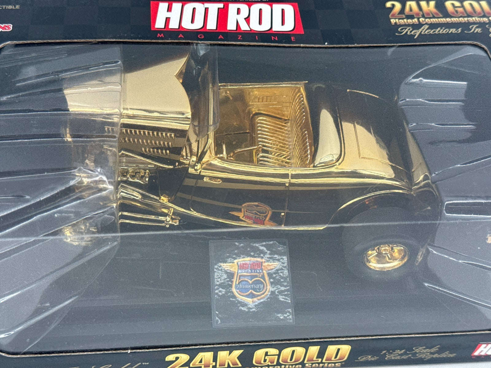 Racing Champions 1:24 24K Gold Plated Hot Rod Diecast Car – Reflections in Gold,