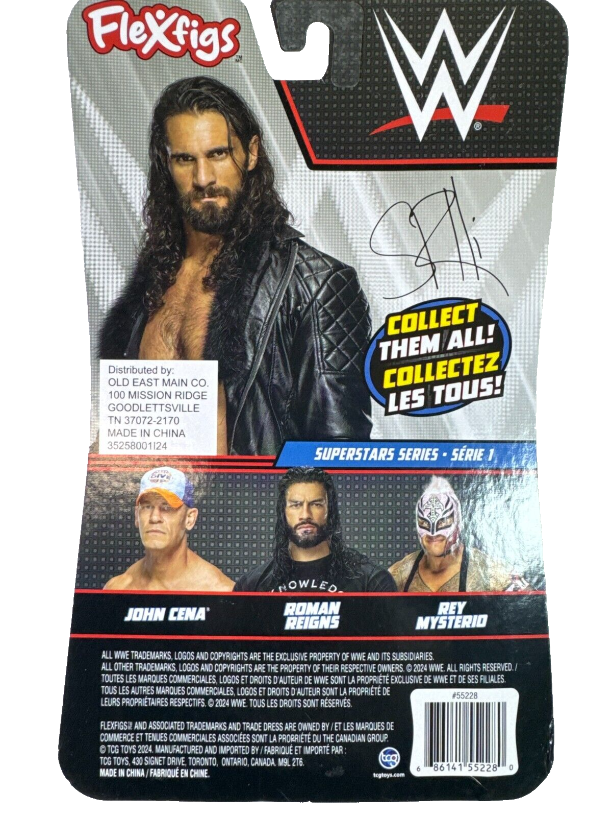 WWE FleXfigs Complete Set of 4 Cena Reigns Rollins Mysterio Mattel New HTF