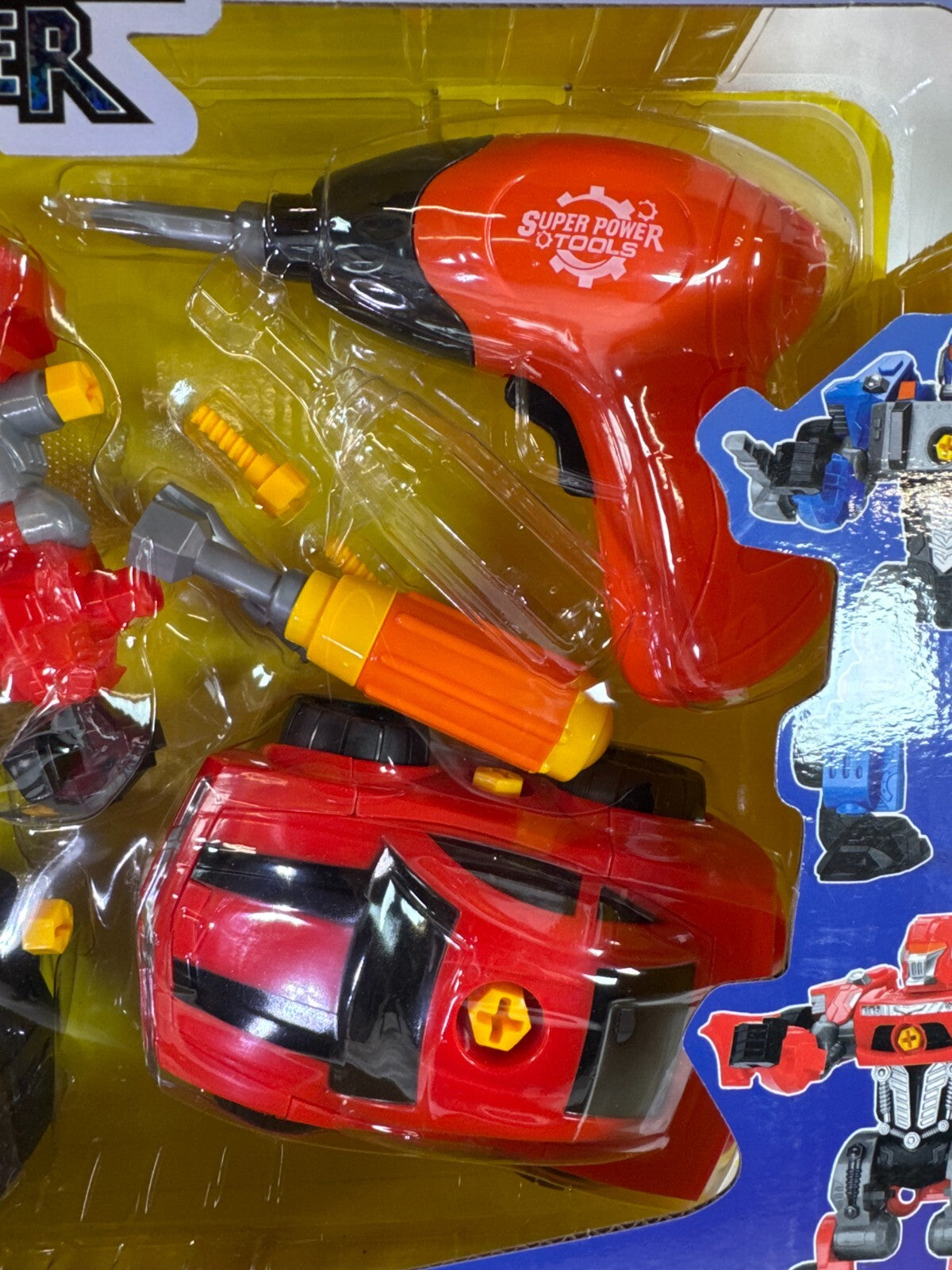 Convert Defender 3-in-1 Red Robot Toy w/ Drill Car Truck Lights Battery Operated