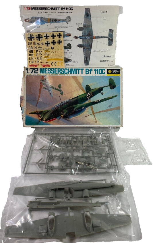 Fujimi 1/72 Messerschmitt Bf 110C WWII German Fighter Kit #7A16 Open Box