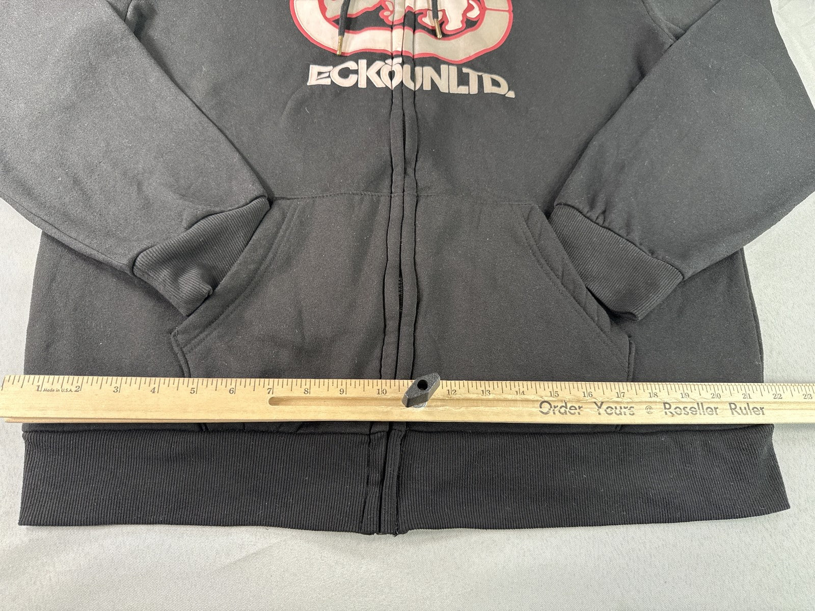 Ecko Unltd Rhino Graphic Zip Up Hoodie XL Black Cotton Streetwear Long Y2K