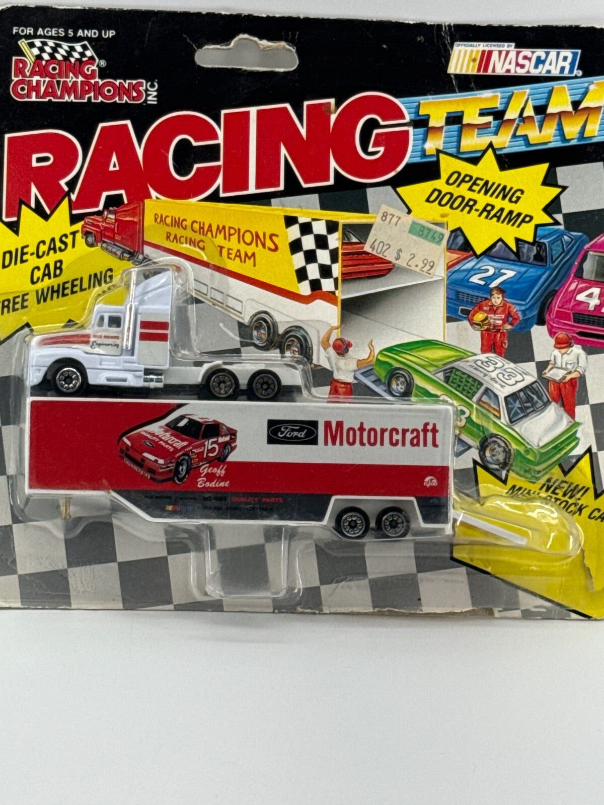 1991 Racing Champions NASCAR #15 Motorcraft Transporter Geoff Bodine 1:87 MOC