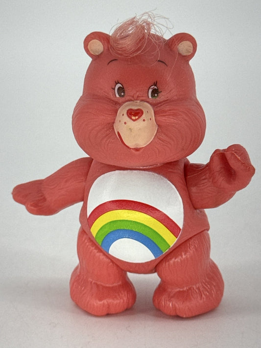 1983 Kenner Care Bears Cheer Bear Poseable PVC Figure Pink Rainbow 3.5