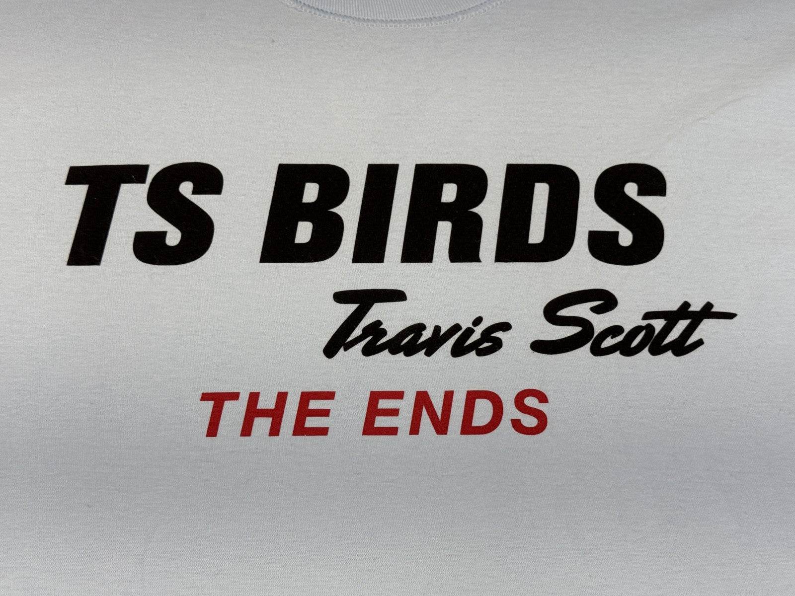 Travis Scott TS Birds Music Graphic Tee L White Long Sleeve 100% Cotton