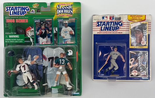 Starting Lineup Don Mattingly 1990 + Elway Marino 1998 Classic Doubles Lot