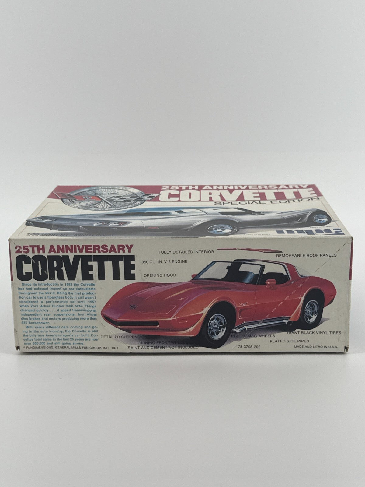 MPC Corvette 25th Anniversary 1/25 Model Kit 78-3708-202 Sealed Parts Vtg '77