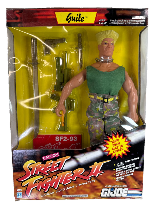 1993 Hasbro Street Fighter II Guile 12” GI Joe Figure Capcom w/ Gear SF2-93