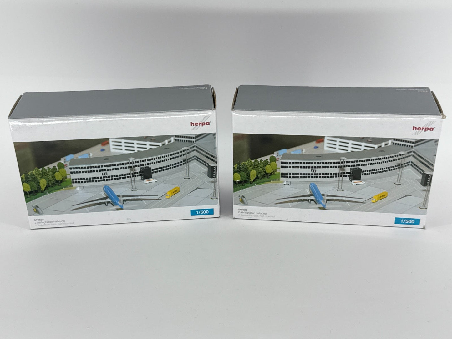 Herpa 519823 Half-Rounded Departure Hall 1:500 Lot of 2 Airport Models Parts