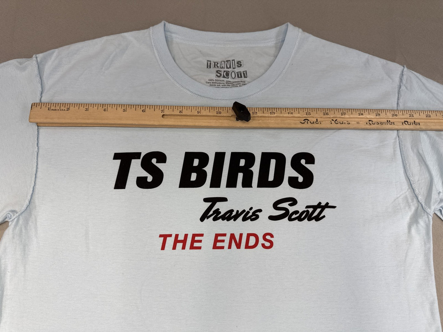 Travis Scott TS Birds Music Graphic Tee L White Long Sleeve 100% Cotton