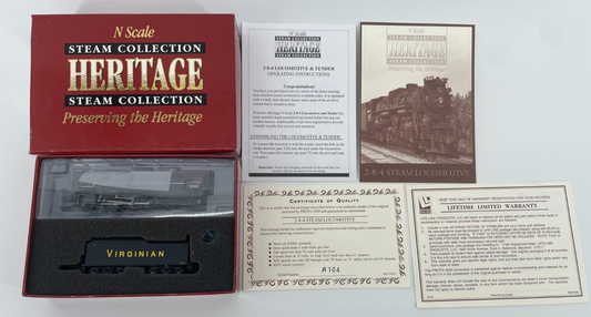 Walthers N Scale 2-8-4 Berkshire Steam Locomotive Virginian #508 w/COA 7878