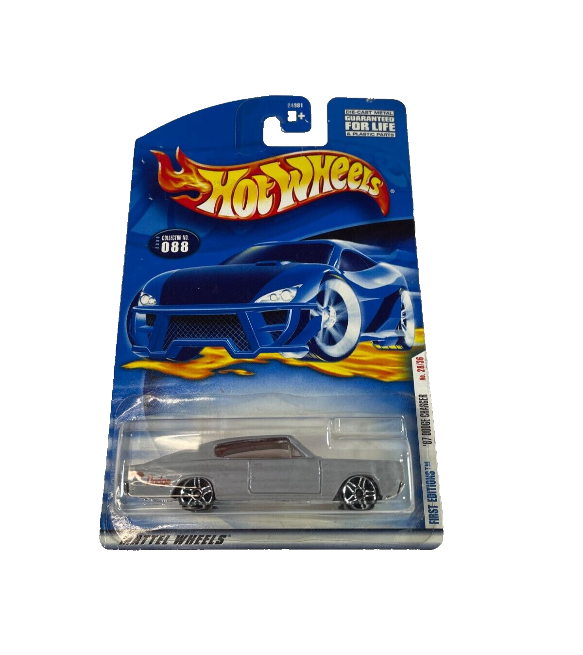 🏁 Hot Wheels 2000 First Editions '67 Dodge Charger #28 – Silver Metallic Muscle