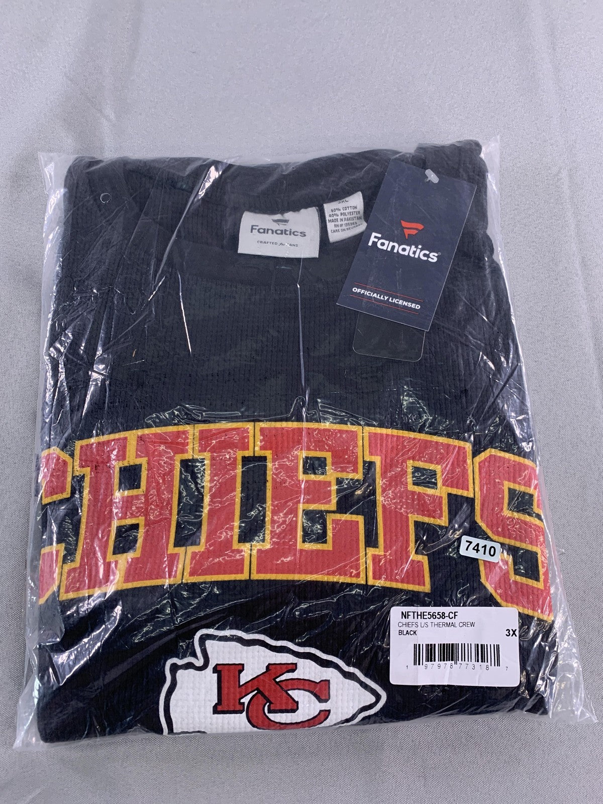 Kansas City Chiefs Shirt Mens 3XL Black NFL Fanatics Thermal Long Sleeve Crew