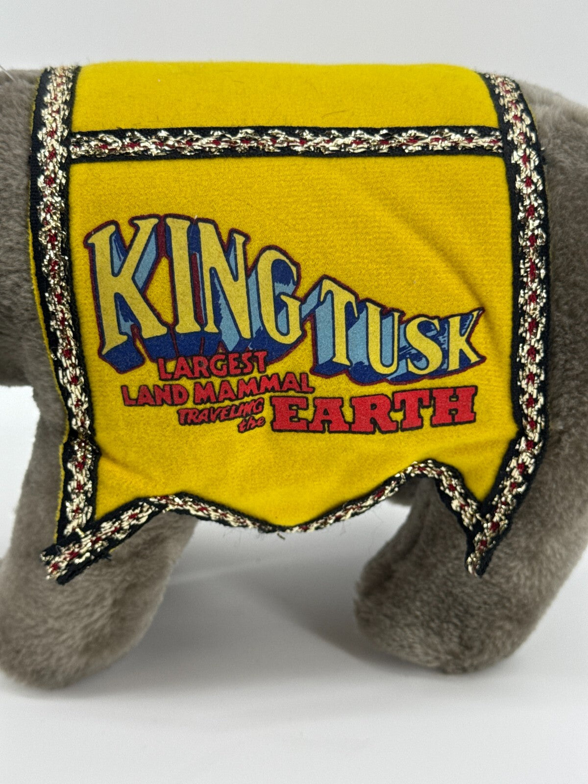1987 Ringling Bros King Tusk Elephant Plush Circus Toy w/ Hard Tusks Korea