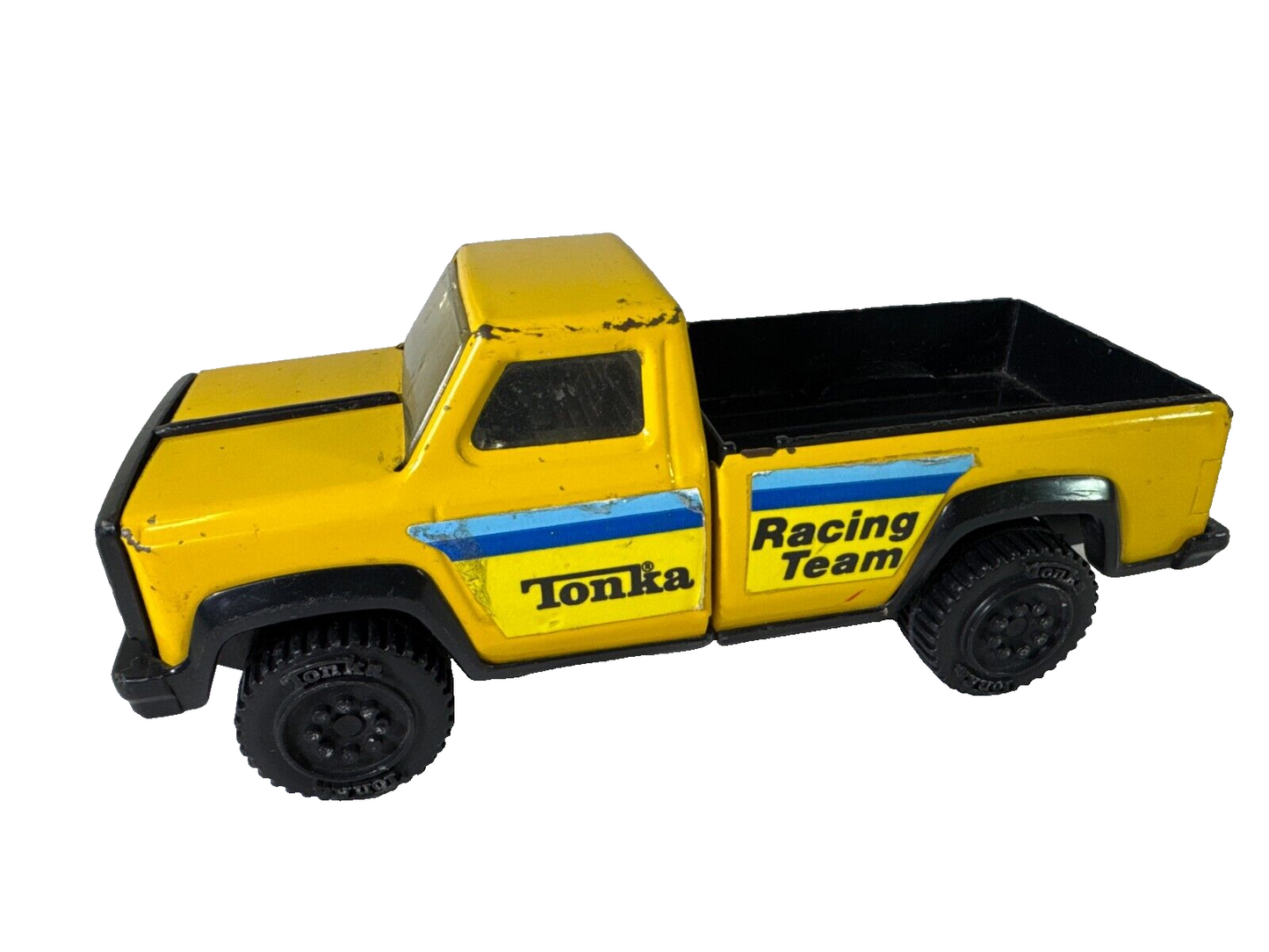 Vintage Tonka Racing Team Pickup Truck Yellow Blue Steel Made in USA Diecast Toy