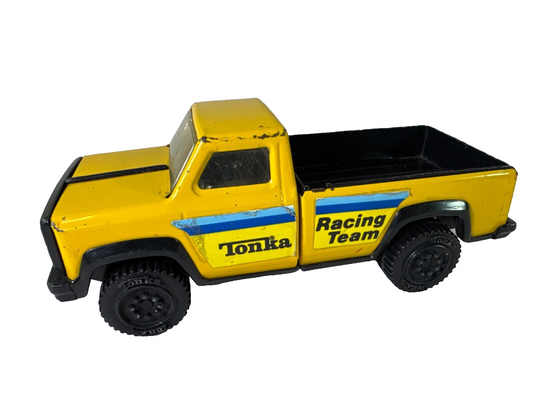 Vintage Tonka Racing Team Pickup Truck Yellow Blue Steel Made in USA Diecast Toy