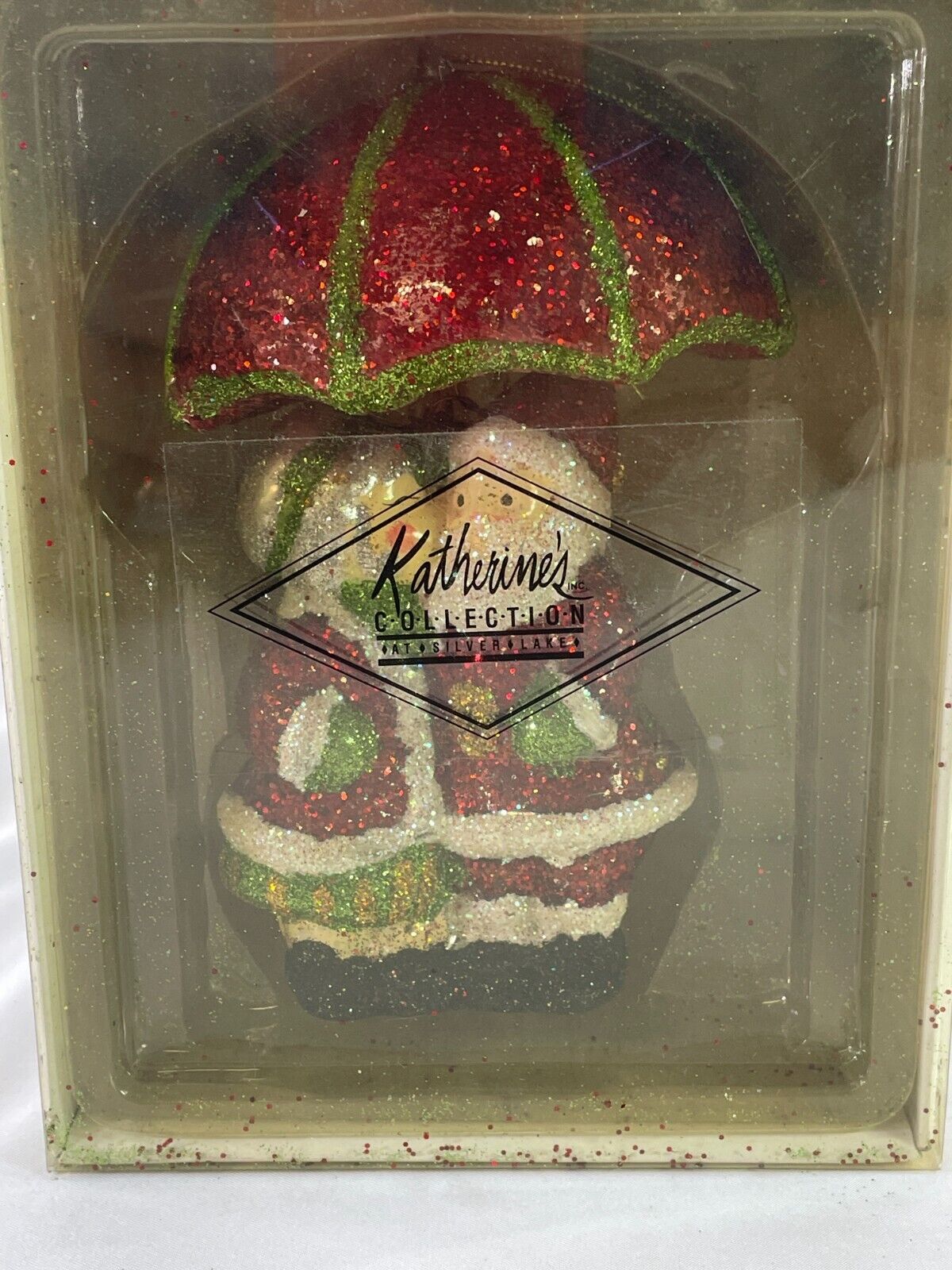 Katherine’s Collection Santa & Mrs. Claus Glitter Ornament – RARE! 2027