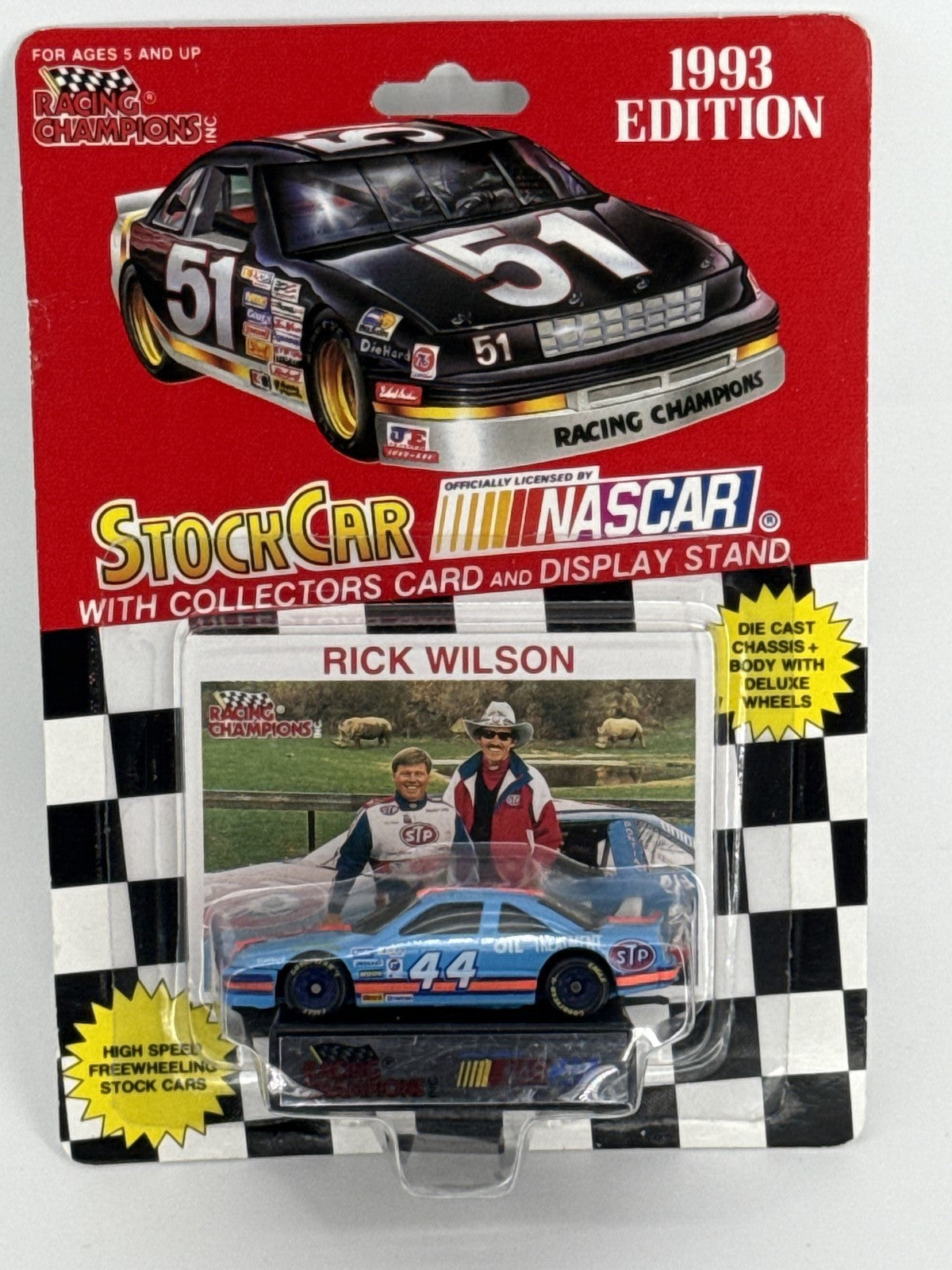 1993 Racing Champions NASCAR #44 Rick Wilson Stock Car 1:64 Diecast w/Card