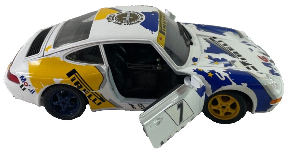 Burago 1:24 Porsche Carrera 911 1993 Rally Car Diecast Model Made in Italy Used