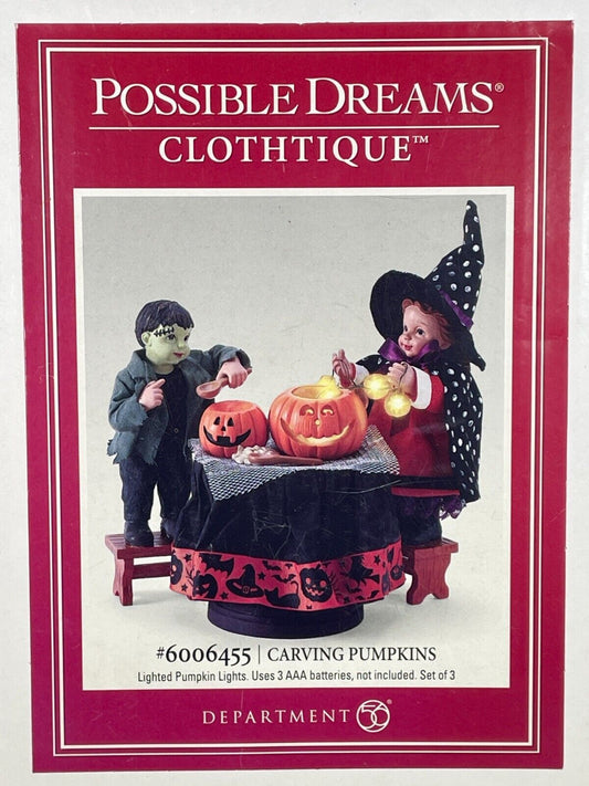 Possible Dreams Carving Pumpkins Halloween Clothtique 3pc Light-Up Set 6006455 O