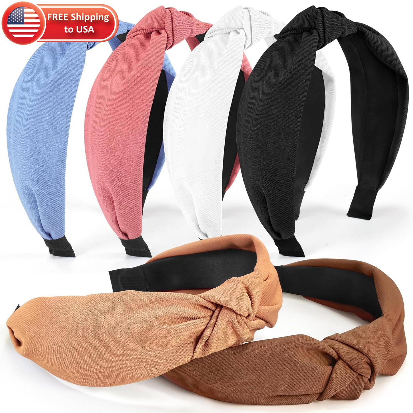 6PCS Knotted Headbands Women Girls Wide Hair Bands Solid Colors Turban Twist