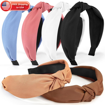 6PCS Knotted Headbands Women Girls Wide Hair Bands Solid Colors Turban Twist