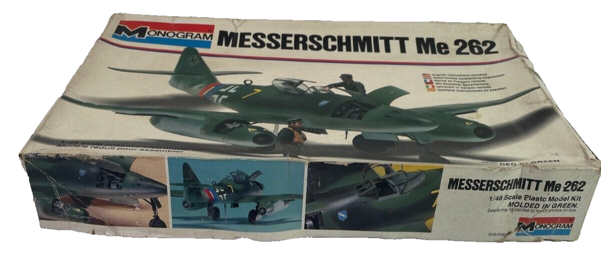 1/48 Scale Monogram, Messerschmitt Me 262 Airplane Model Kit #5410 BN Open Box
