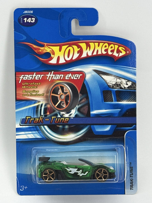 2006 Hot Wheels Trak-Tune Faster Than Ever Green Gold FTE Spoke