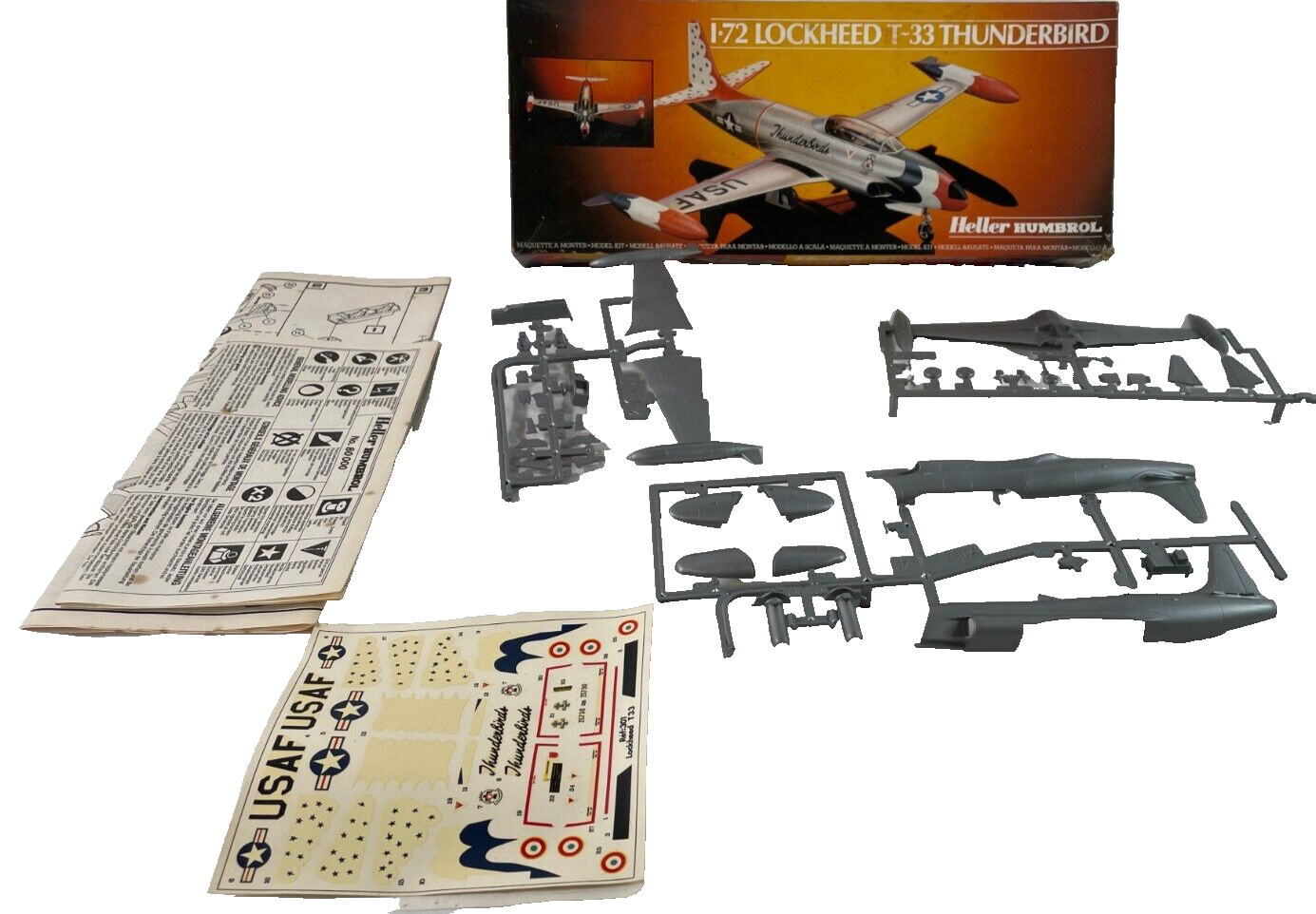 Heller Humbrol Lockheed T-33 Thunderbird 1/72 USAF Jet Trainer Model Kit 80360
