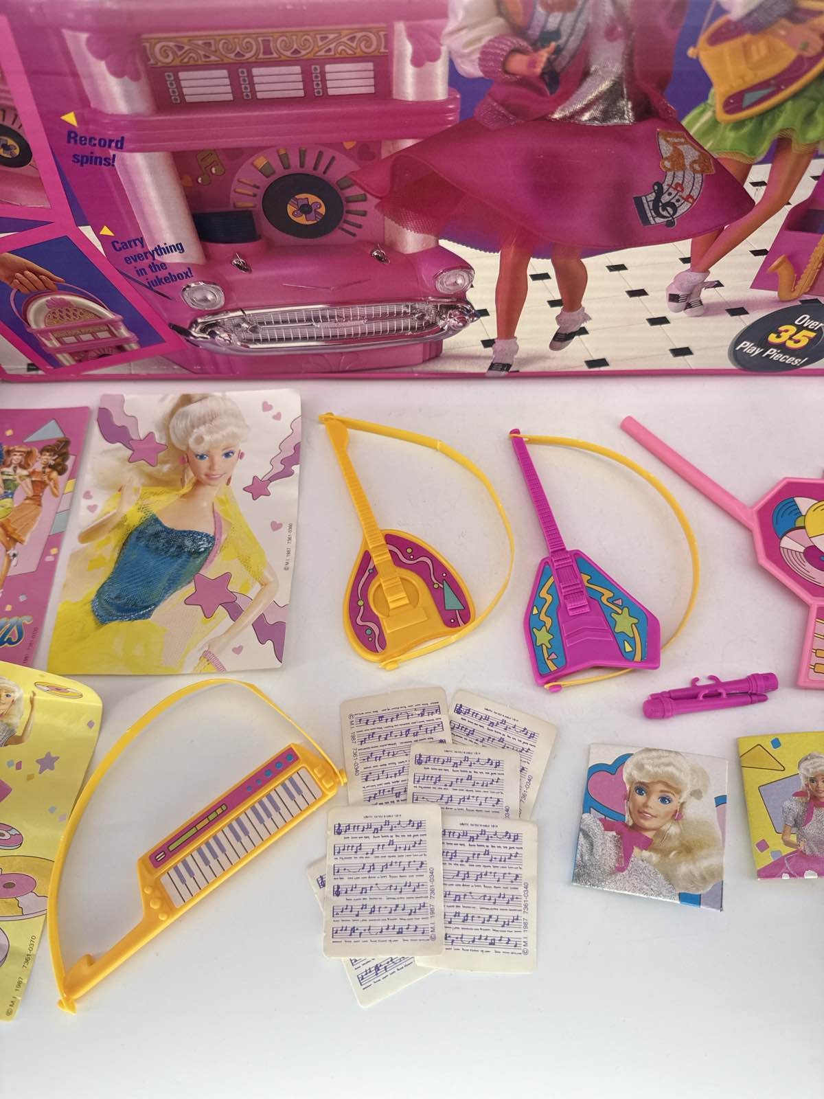 1987 Mattel Barbie Music Shop Playset #7361 Box Accys