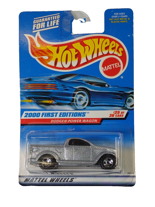 🚗 Hot Wheels 2000 First Editions Dodge Power Wagon #25/36 Silver Diecast Truck
