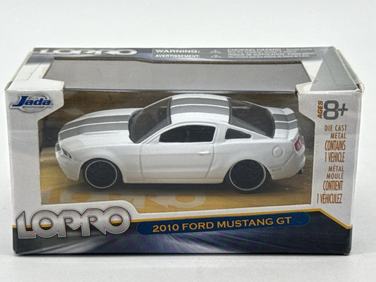 Jada Lopro 2010 Ford Mustang GT 1:64 White/Gray Stripes Die Cast Car