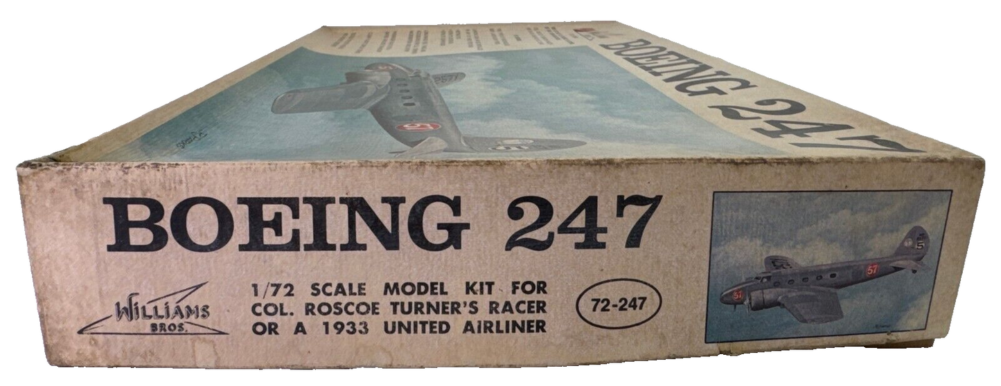 Williams Bros Boeing 247 Airliner 1/72 Scale Model Kit #72-247 Open Box