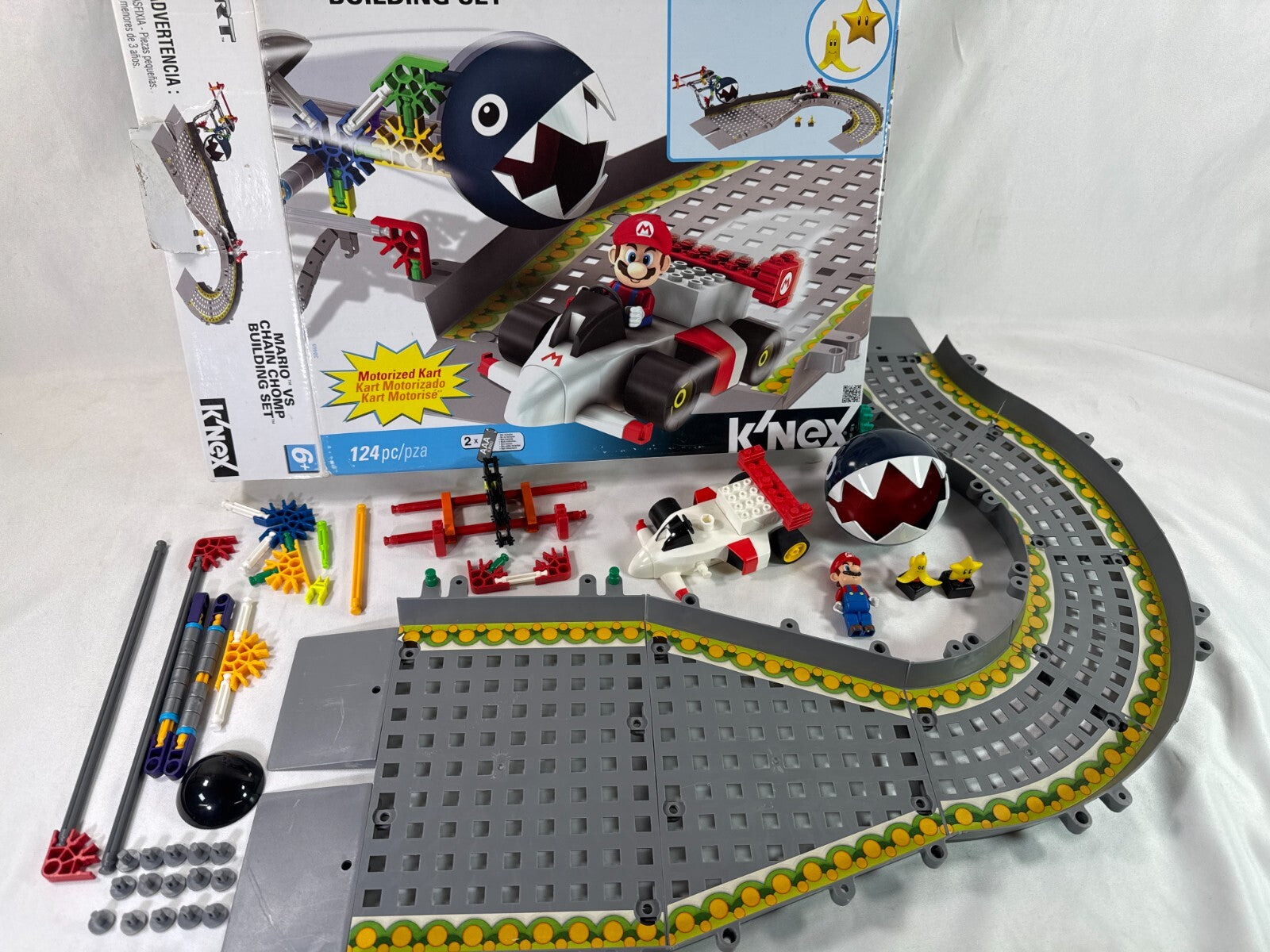 K'NEX Mario Kart Wii Mario vs Chain Chomp Building Set Incomplete Fair w/ Box