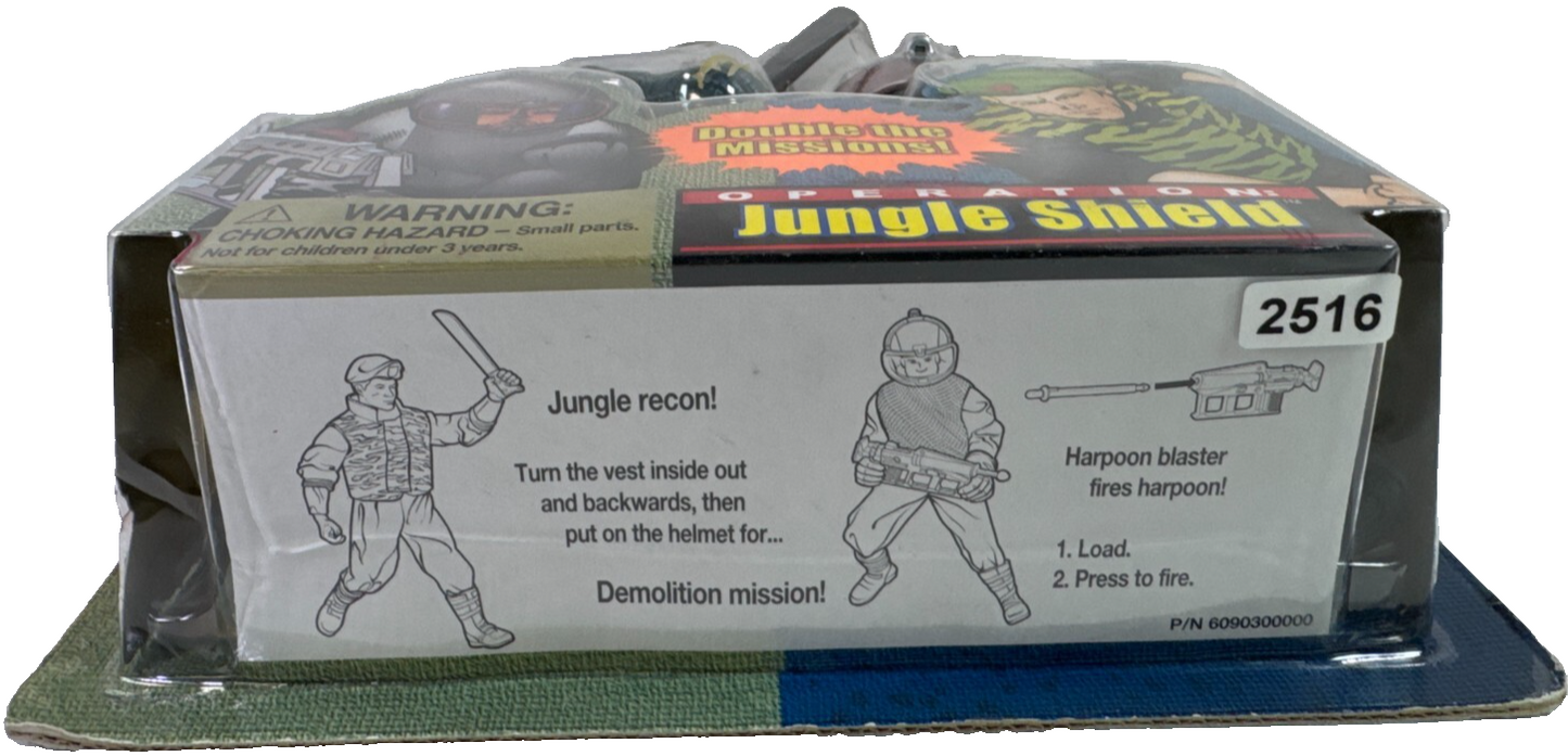 GI Joe Jungle Shield Double Duty 12" Action Figure Hasbro 2001 Harpoon Blaster