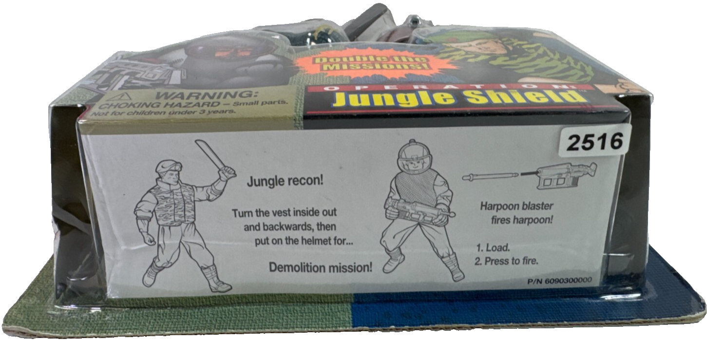 GI Joe Jungle Shield Double Duty 12" Action Figure Hasbro 2001 Harpoon Blaster