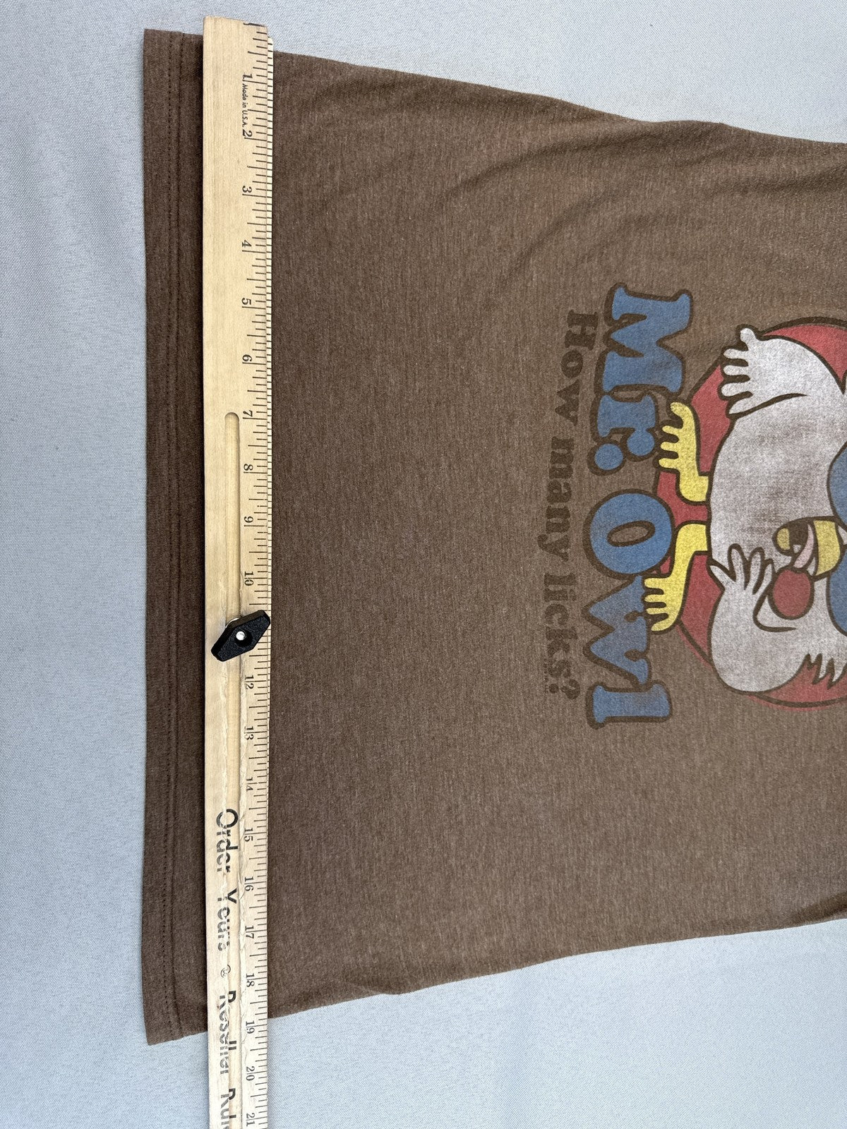 Tee Luv Mr. Owl Cartoon Graphic Small Brown Vintage Polyester Cotton