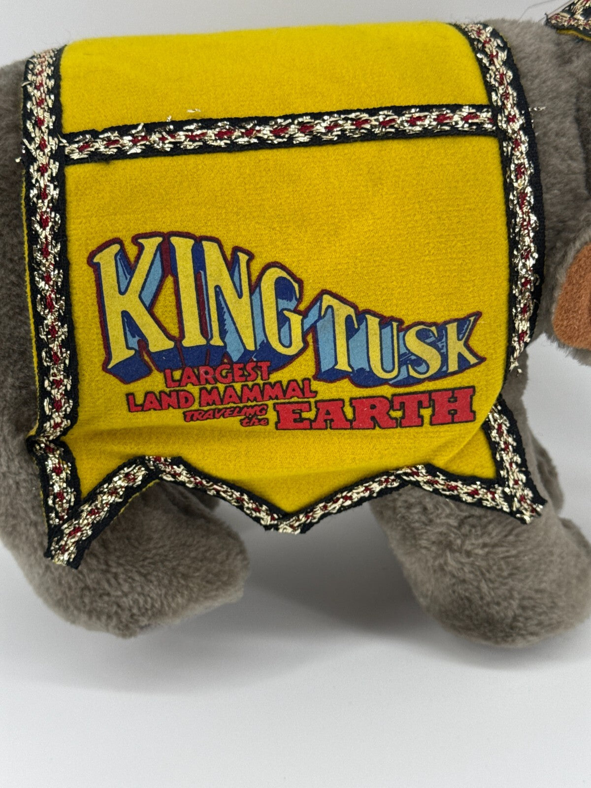 1987 Ringling Bros King Tusk Elephant Plush Circus Toy w/ Hard Tusks Korea