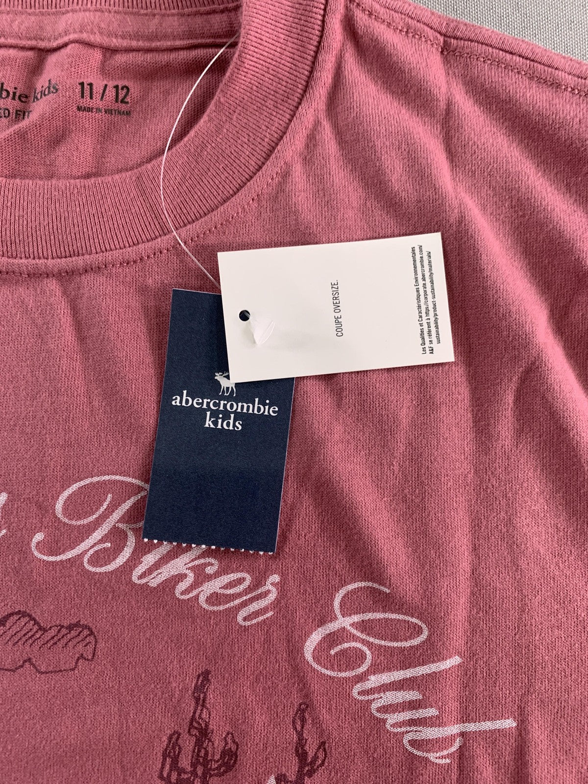 Snoopy Peanuts Shirt Youth 11/12 Pink Abercrombie Kids Biker Graphic Tee