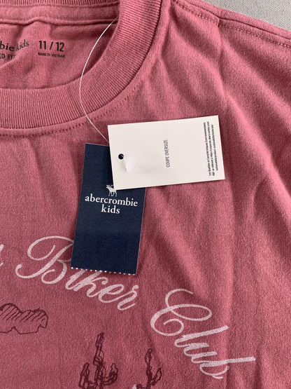 Snoopy Peanuts Shirt Youth 11/12 Pink Abercrombie Kids Biker Graphic Tee