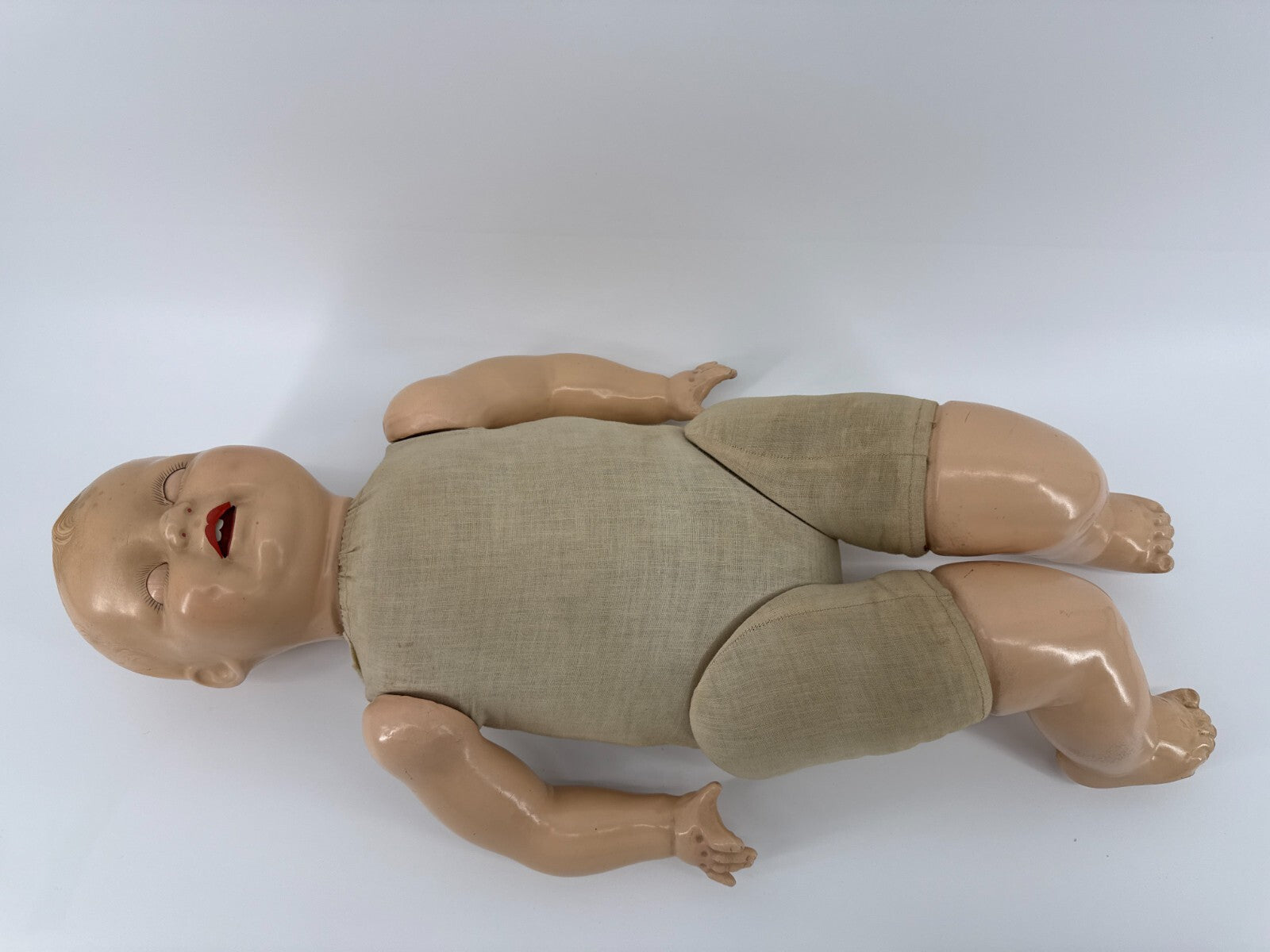 Antique 1920s EIH Co Horsman Baby Dimples Doll 20” Tin Eyes Comp Body READ