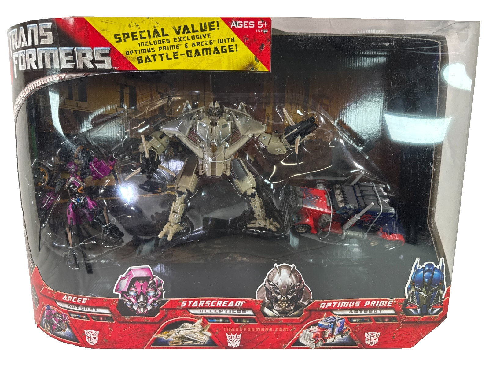 Transformers 2007 3-Pack Starscream Arcee Optimus Prime Battle Damage MIB