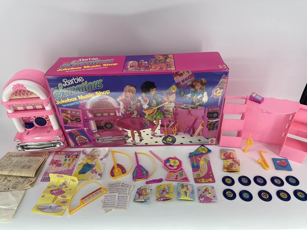 1987 Mattel Barbie Music Shop Playset #7361 Box Accys