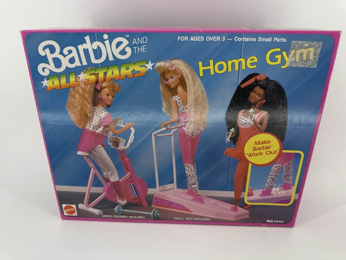 Barbie All Stars Home Gym Playset Mattel 1989 #7440 Box & Accs