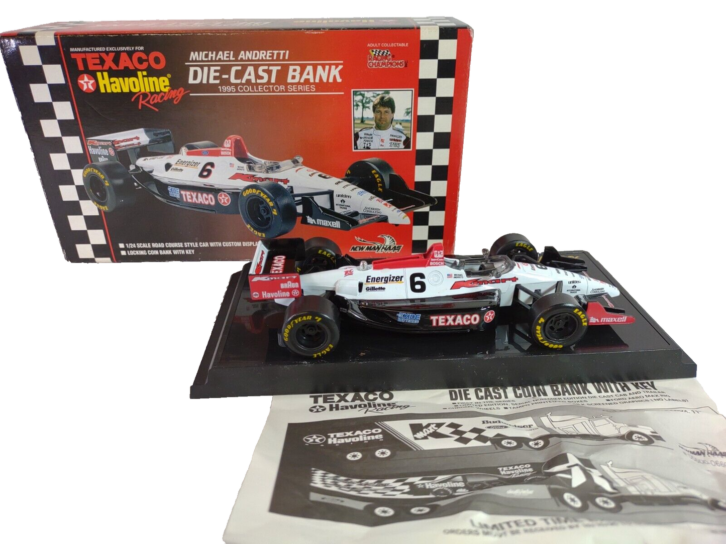 1995 Texaco Havoline Michael Andretti Die Cast Bank 1:24 Car Racing Collectible