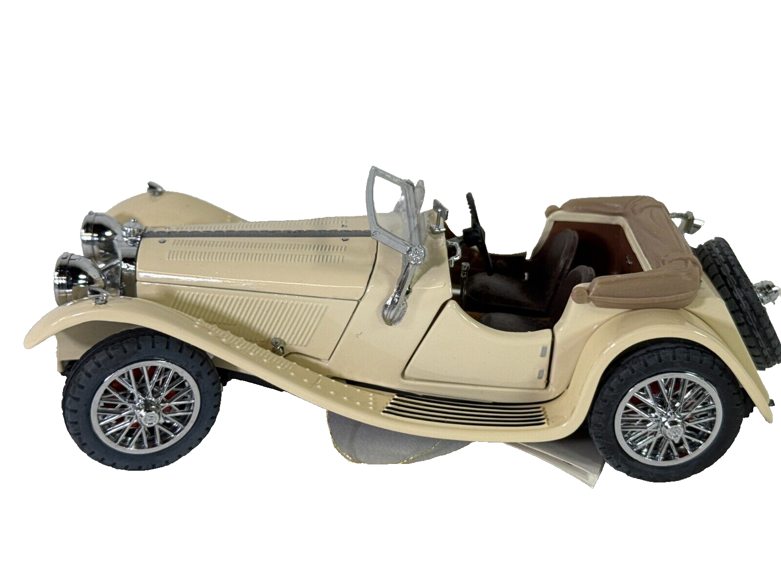 Franklin Mint 1938 Jaguar SS-100 1:24 Diecast Cream Ivory w/ Tag Chrome Wire